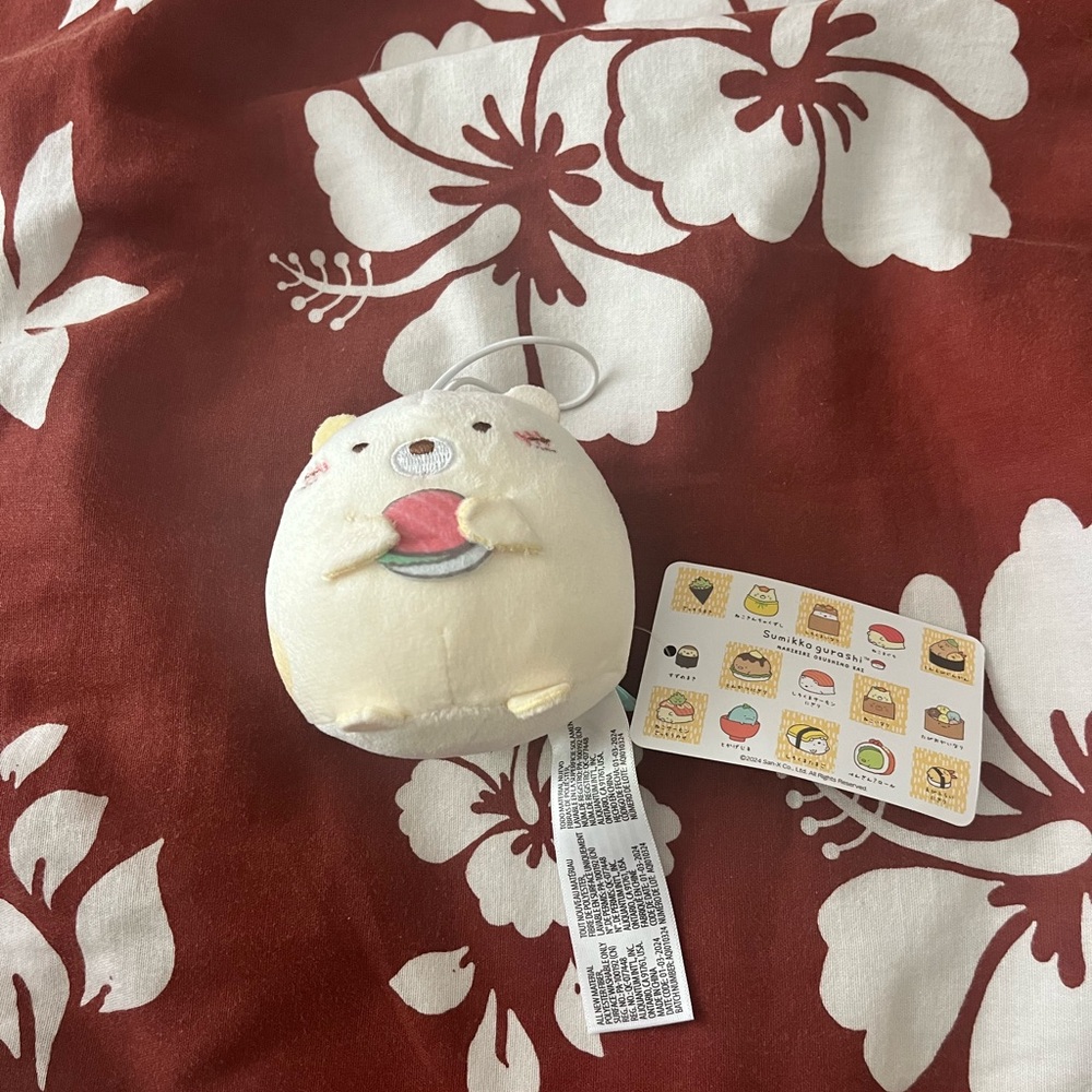 sumikko gurashi plush cat sushi keychain